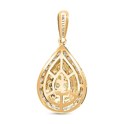 Luxoro 14K Yellow Gold Natural Yellow and White Diamond I2-I3 Pendant 1.00 ctw
