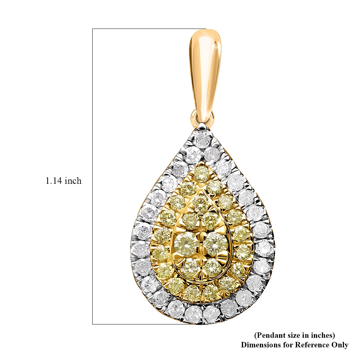 Luxoro 14K Yellow Gold Natural Yellow and White Diamond I2-I3 Pendant 1.00 ctw