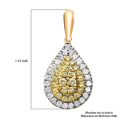 Luxoro 14K Yellow Gold Natural Yellow and White Diamond I2-I3 Pendant 1.00 ctw
