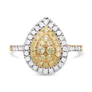 Luxoro 14K Yellow Gold Natural Yellow and White Diamond I2-I3 Ring (Size 10.0) 1.00 ctw