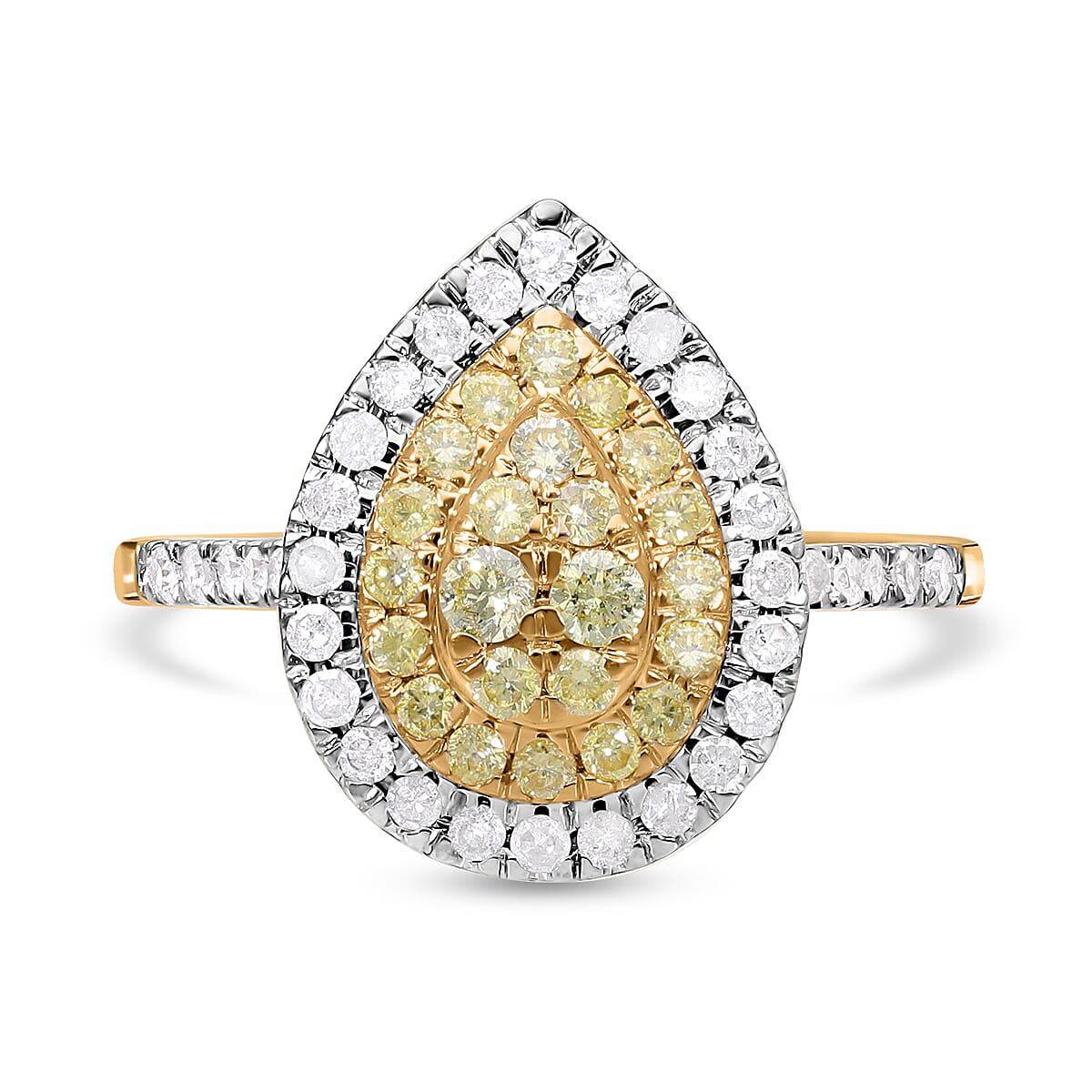 Luxoro 14K Yellow Gold Natural Yellow and White Diamond I2-I3 Ring (Size 6.0) 1.00 ctw image number 0