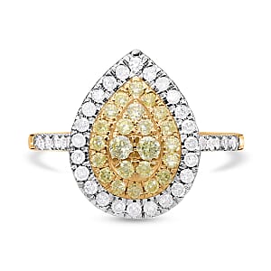 Luxoro 14K Yellow Gold Natural Yellow and White Diamond I2-I3 Ring (Size 6.0) 1.00 ctw