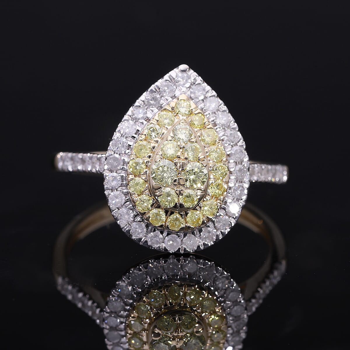 Luxoro 14K Yellow Gold Natural Yellow and White Diamond I2-I3 Ring (Size 6.0) 1.00 ctw image number 2