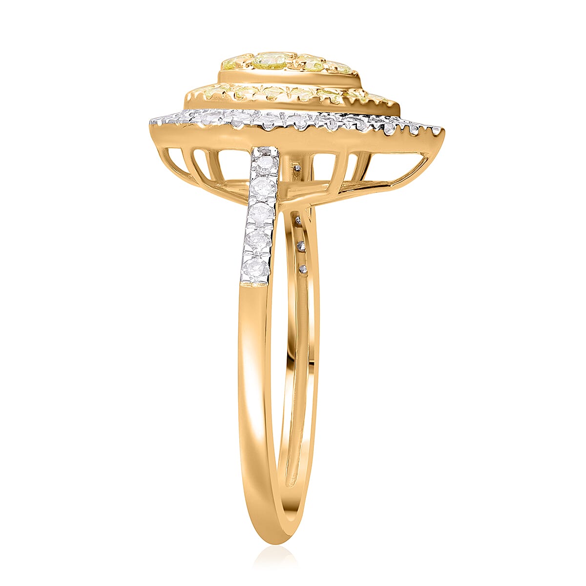 Luxoro 14K Yellow Gold Natural Yellow and White Diamond I2-I3 Ring (Size 6.0) 1.00 ctw image number 3