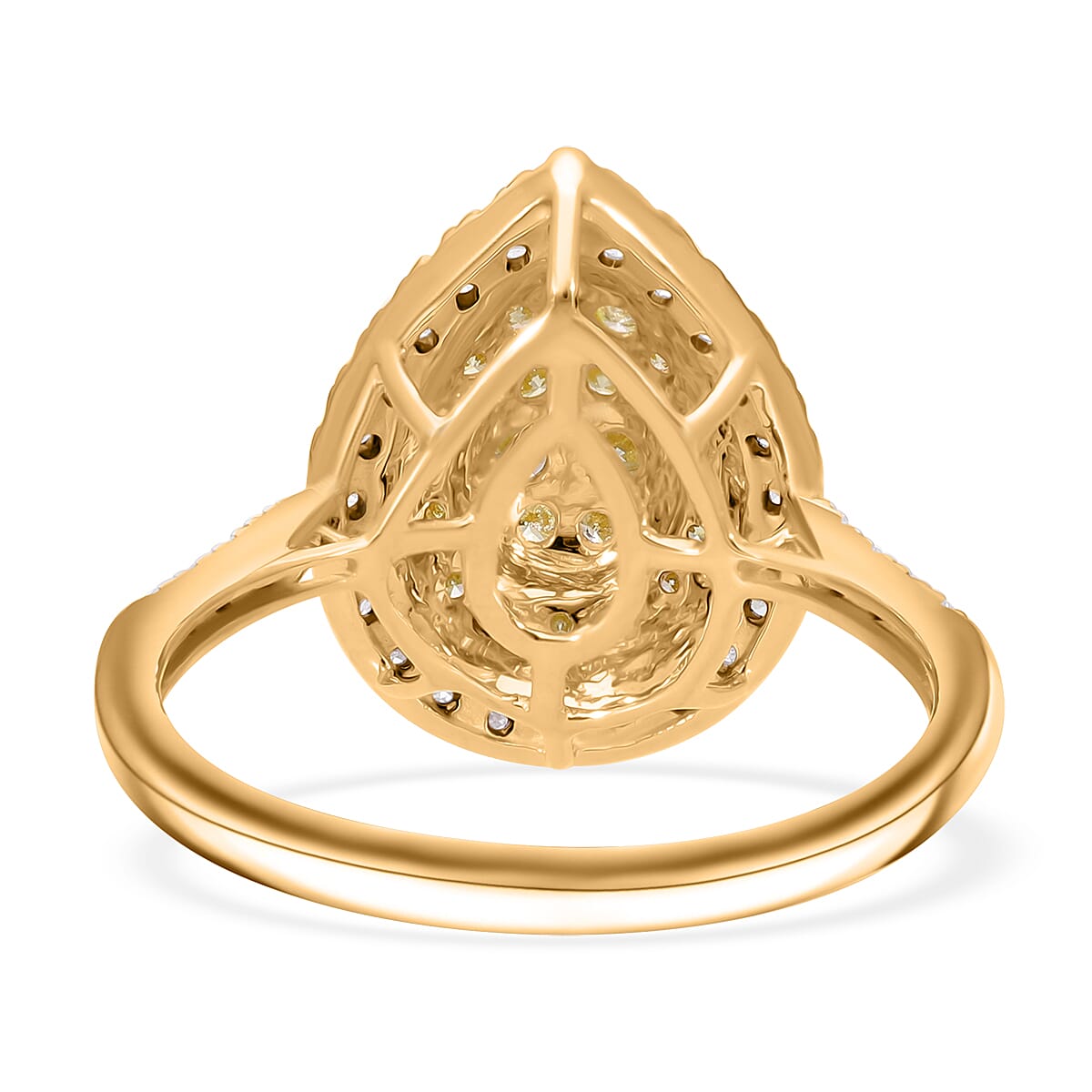 Luxoro 14K Yellow Gold Natural Yellow and White Diamond I2-I3 Ring (Size 6.0) 1.00 ctw image number 4