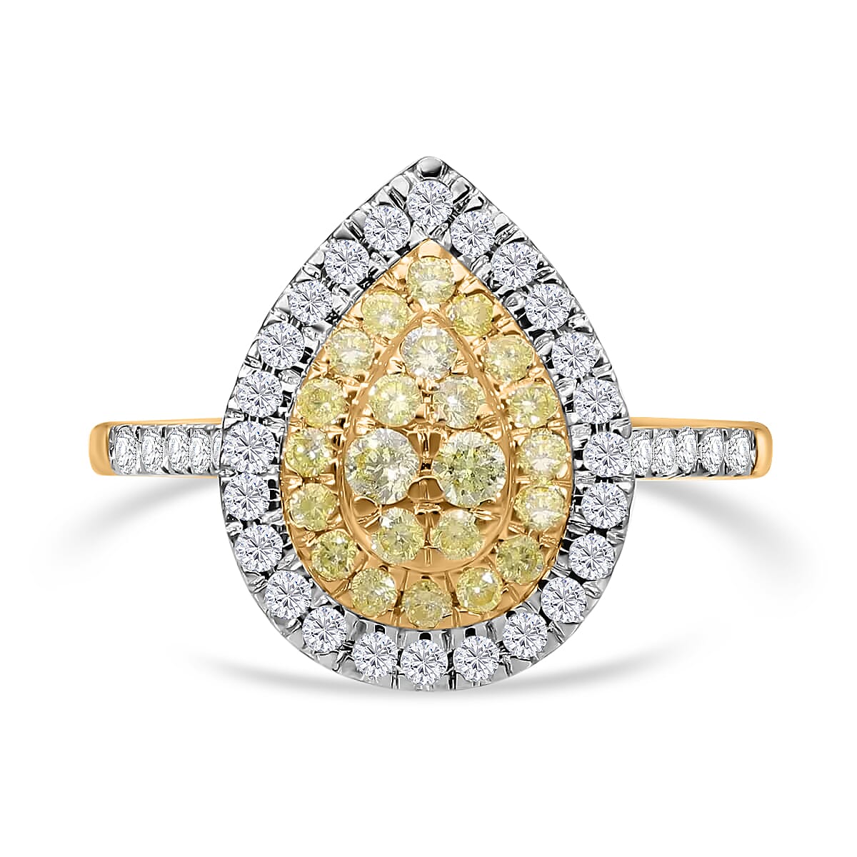 Luxoro 14K Yellow Gold Natural Yellow and White Diamond I2-I3 Ring (Size 8.0) 1.00 ctw image number 0