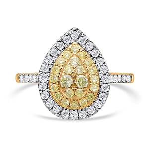 Luxoro 14K Yellow Gold Natural Yellow and White Diamond I2-I3 Ring (Size 8.0) 1.00 ctw