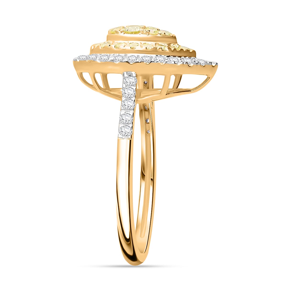 Luxoro 14K Yellow Gold Natural Yellow and White Diamond I2-I3 Ring (Size 8.0) 1.00 ctw image number 3