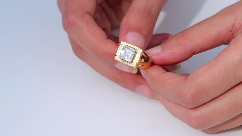 Moissanite Men's Ring in Vermeil Yellow Gold Over Sterling Silver (Size 10.0) 2.85 ctw