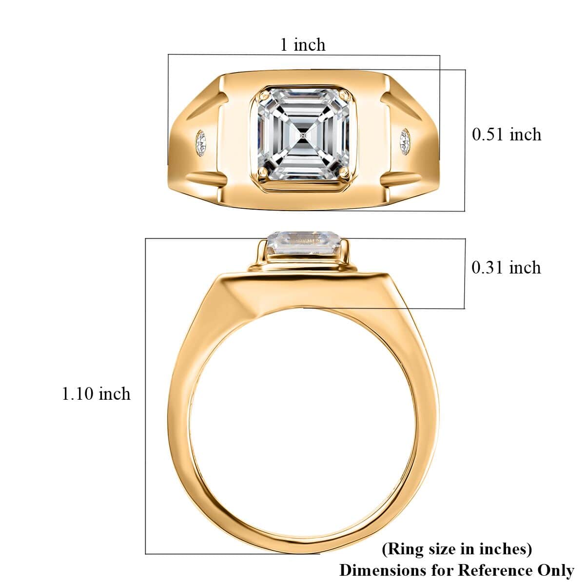 Moissanite Men's Ring in Vermeil Yellow Gold Over Sterling Silver (Size 10.0) 2.85 ctw image number 5