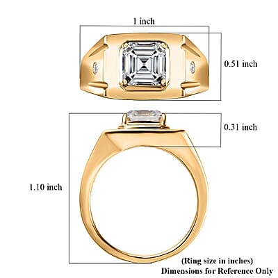 Moissanite Men's Ring in Vermeil Yellow Gold Over Sterling Silver (Size 10.0) 2.85 ctw