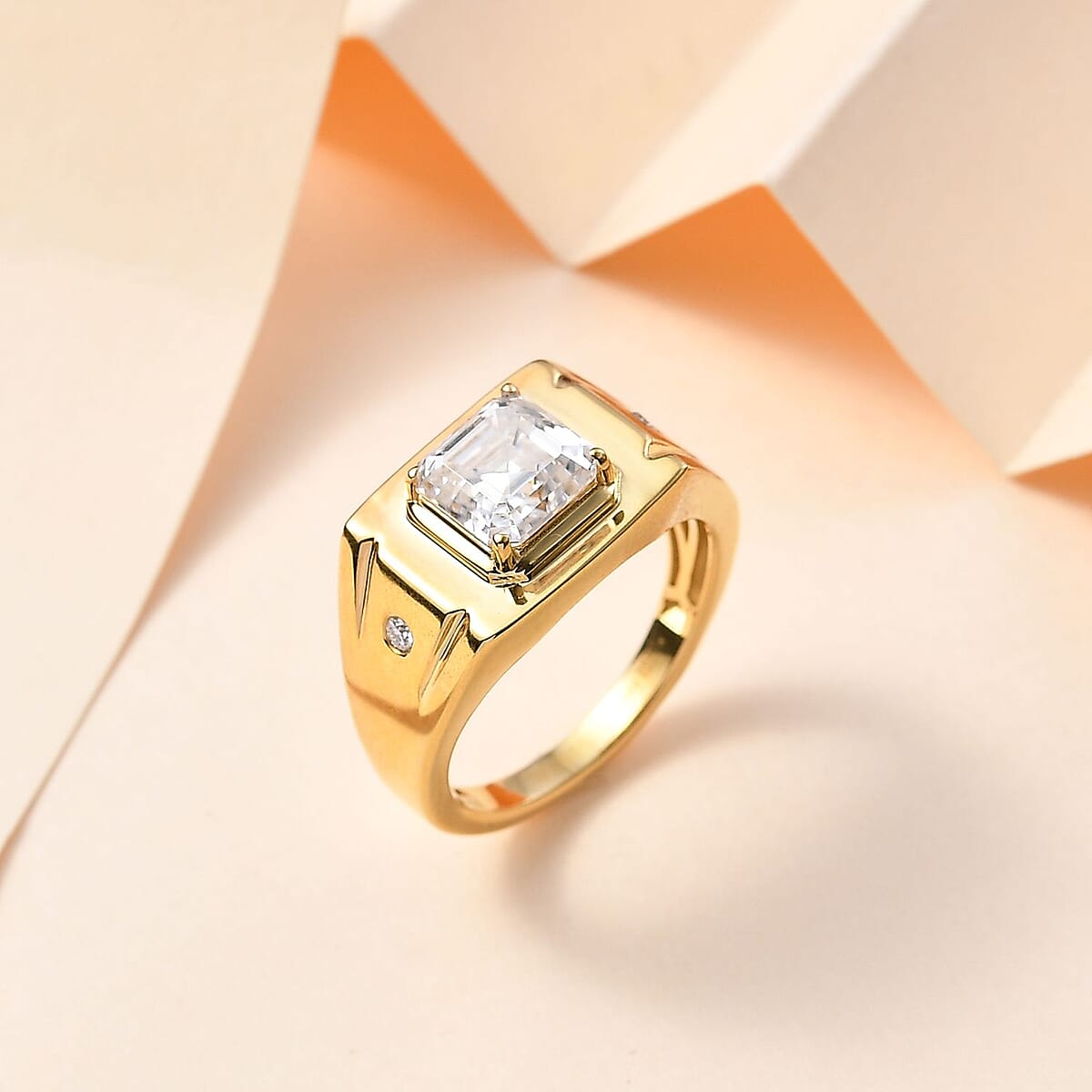Moissanite Men's Ring in Vermeil Yellow Gold Over Sterling Silver (Size 12.0) 2.85 ctw image number 1