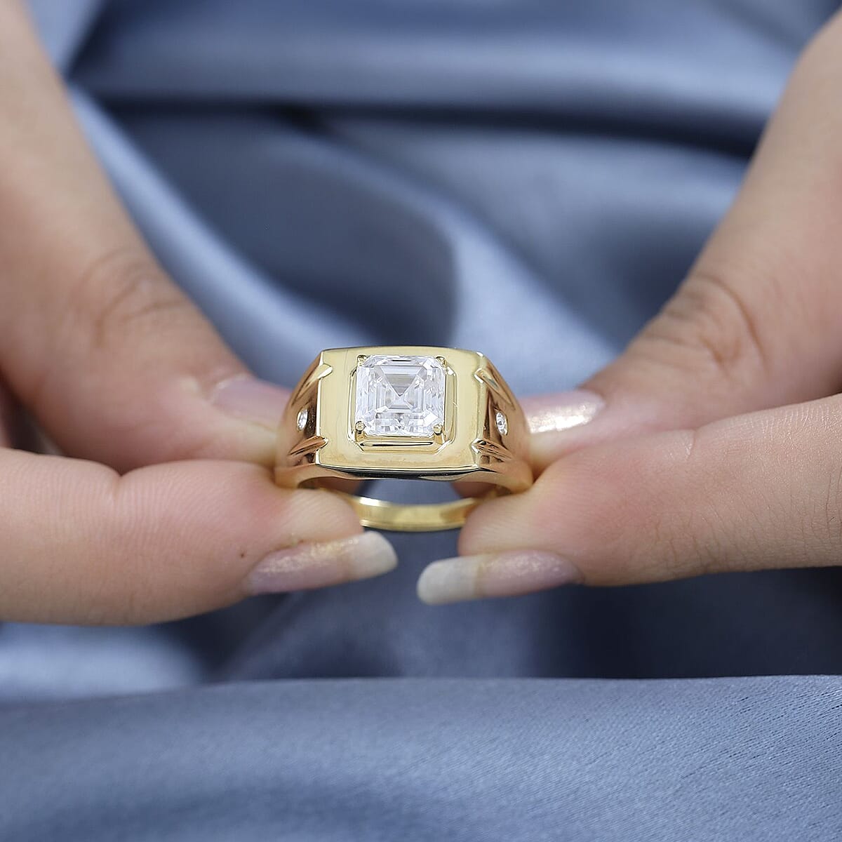 Moissanite Men's Ring in Vermeil Yellow Gold Over Sterling Silver (Size 12.0) 2.85 ctw image number 2