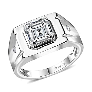 Moissanite Men's Ring in Platinum Over Sterling Silver (Size 10.0) 2.85 ctw