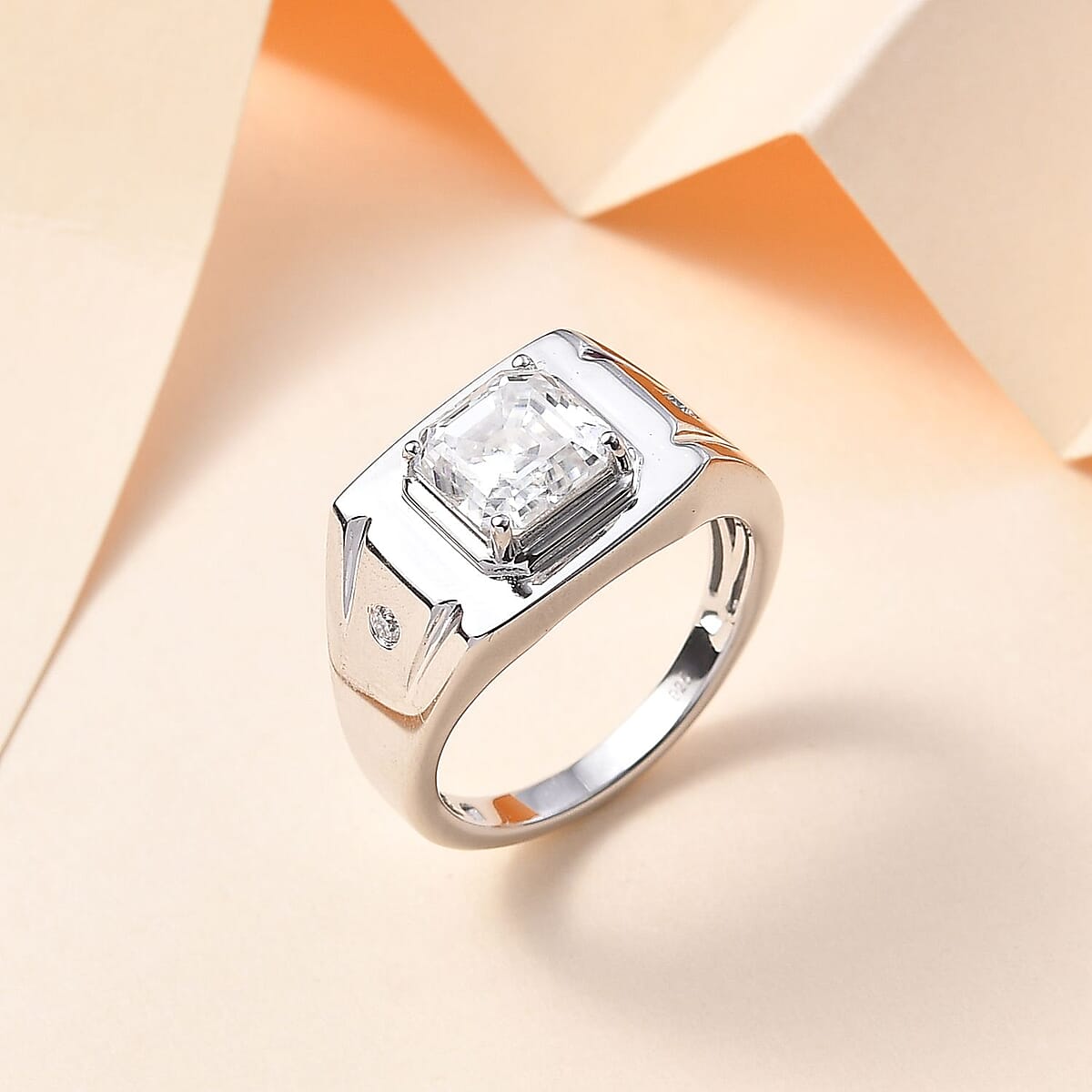 Moissanite Men's Ring in Platinum Over Sterling Silver (Size 10.0) 2.85 ctw image number 1