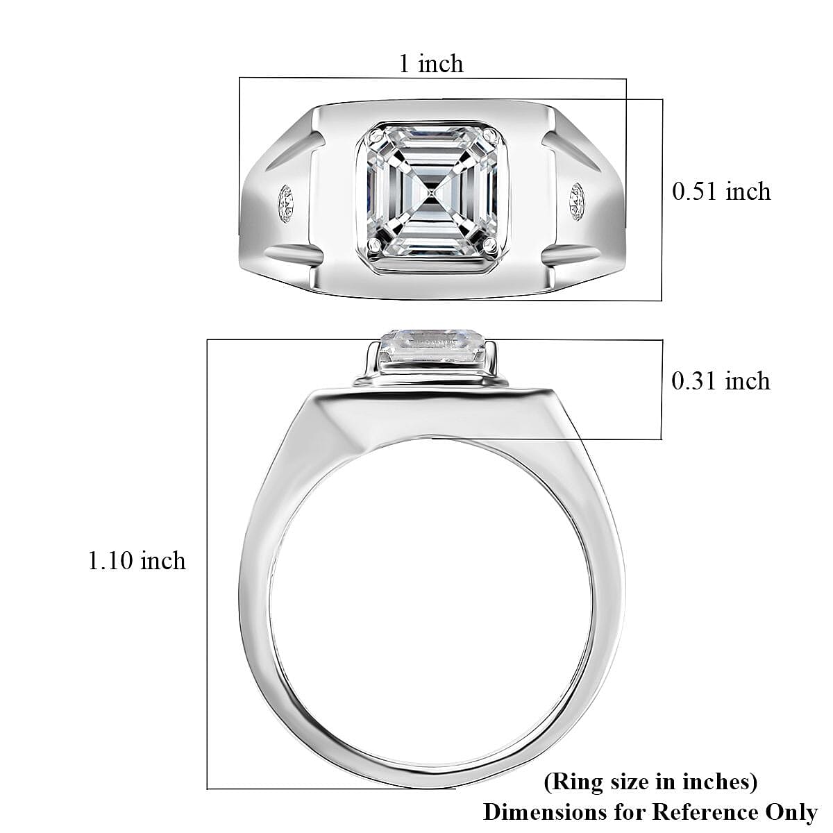 Moissanite Men's Ring in Platinum Over Sterling Silver (Size 10.0) 2.85 ctw image number 5