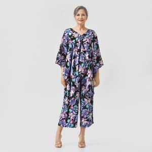 Tamsy Multi Color Flower Printed Kaftan And Trousers Size - One Size Missy