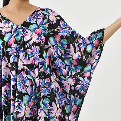 Tamsy Multi Color Flower Printed Kaftan And Trousers Size - One Size Missy