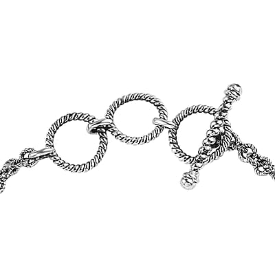 Indian Artistry Multi Gemstone 9.10 ctw Seven Chakra Bracelet in Sterling Silver (6.50-8.0In)