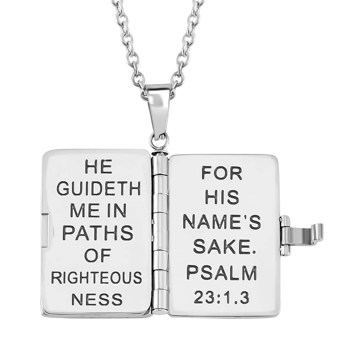 Bible Pendant Necklace 24 Inches in ION Plated YG and Stainless Steel image number 4