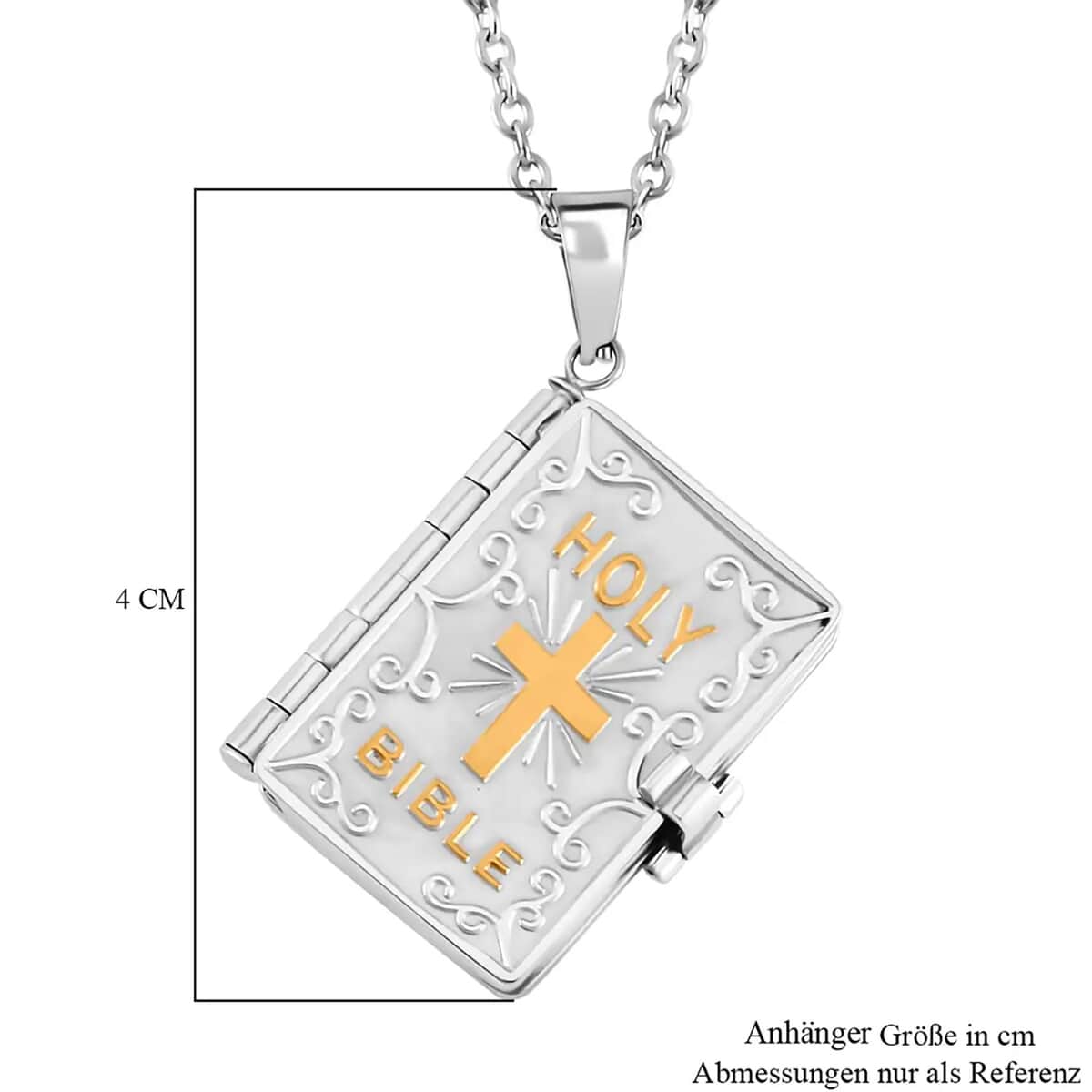 Bible Pendant Necklace 24 Inches in ION Plated YG and Stainless Steel image number 5