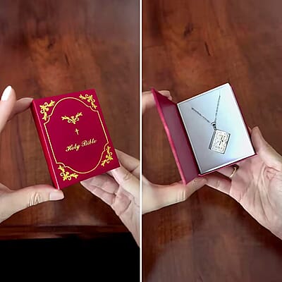 Openable Holy Cross Bible Pendant in ION Plated YG and Hypoallergenic Stainless Steel with Adjustable 24-28 Inch Necklace