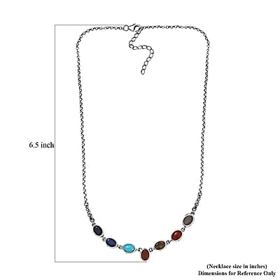 Indian Artistry Multi Gemstone 9.00 ctw Seven Chakra Necklace in Sterling Silver 18-20 Inches