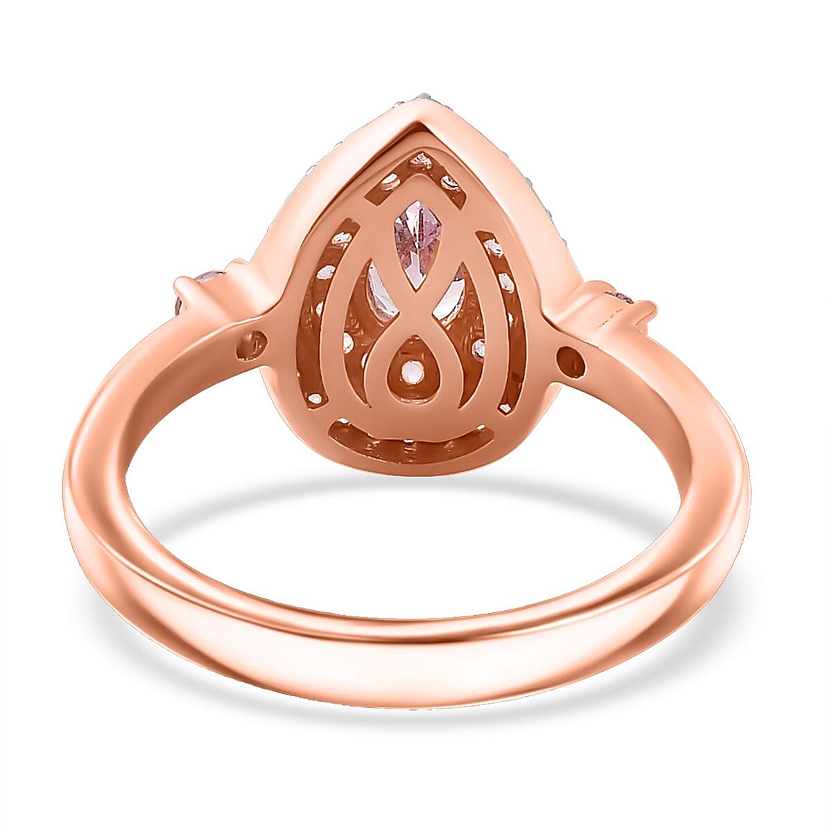 Narsipatnam Pink Spinel and Multi Gemstone Double Halo Ring in 18K Vermeil Rose Gold Over Sterling Silver (Size 10.0) 1.00 ctw