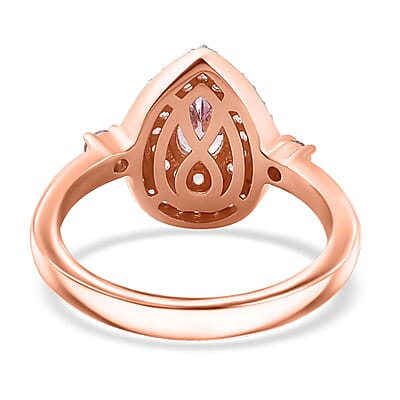 Narsipatnam Pink Spinel and Multi Gemstone Double Halo Ring in 18K Vermeil Rose Gold Over Sterling Silver (Size 10.0) 1.00 ctw
