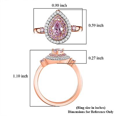 Narsipatnam Pink Spinel and Multi Gemstone Double Halo Ring in 18K Vermeil Rose Gold Over Sterling Silver (Size 10.0) 1.00 ctw