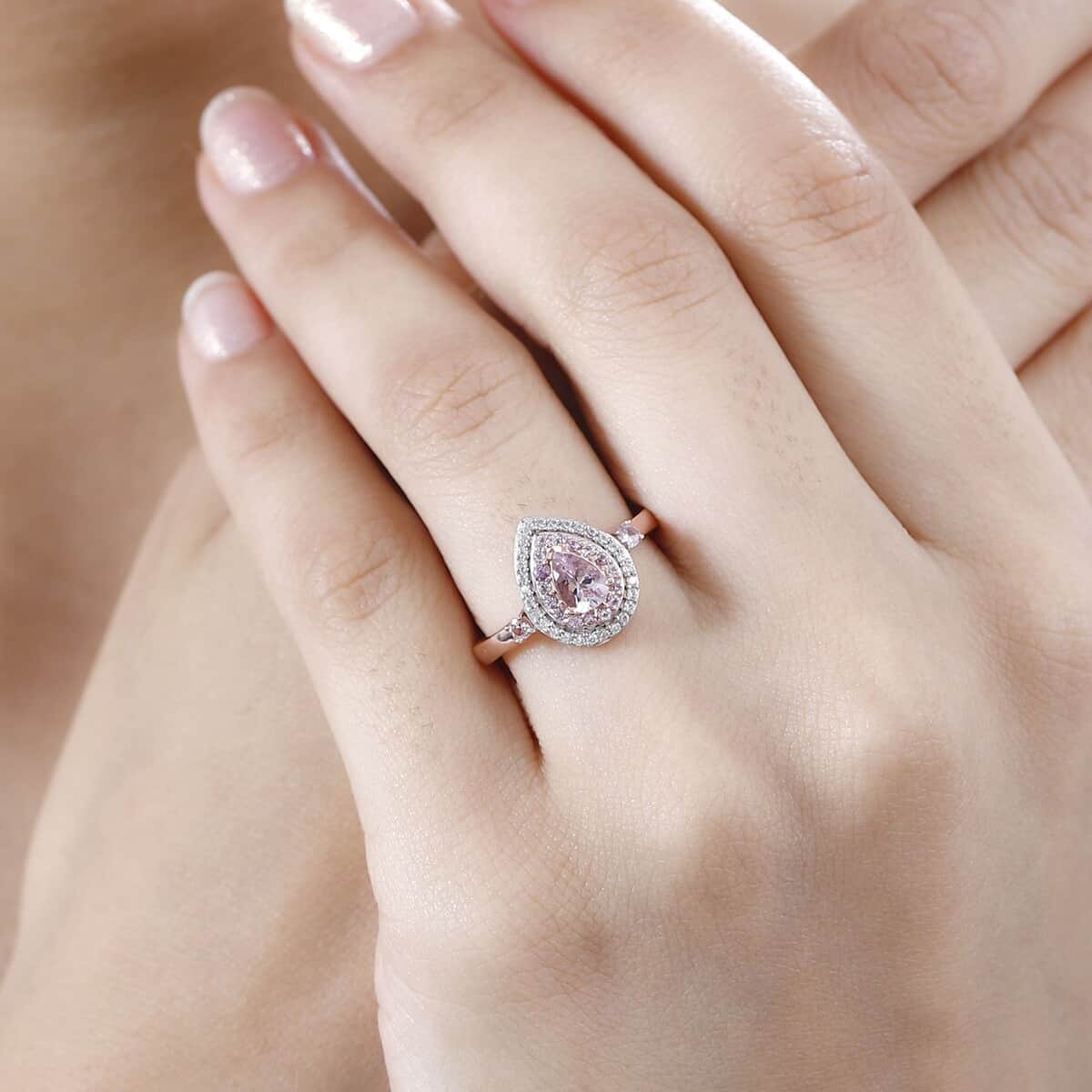 Narsipatnam Pink Spinel and Multi Gemstone Double Halo Ring in 18K Vermeil Rose Gold Over Sterling Silver (Size 6.0) 1.00 ctw image number 2