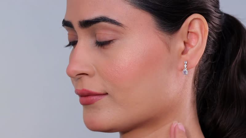 Narsipatnam Pink Spinel and White Zircon Dangling Earrings in Rhodium Over Sterling Silver 0.85 ctw