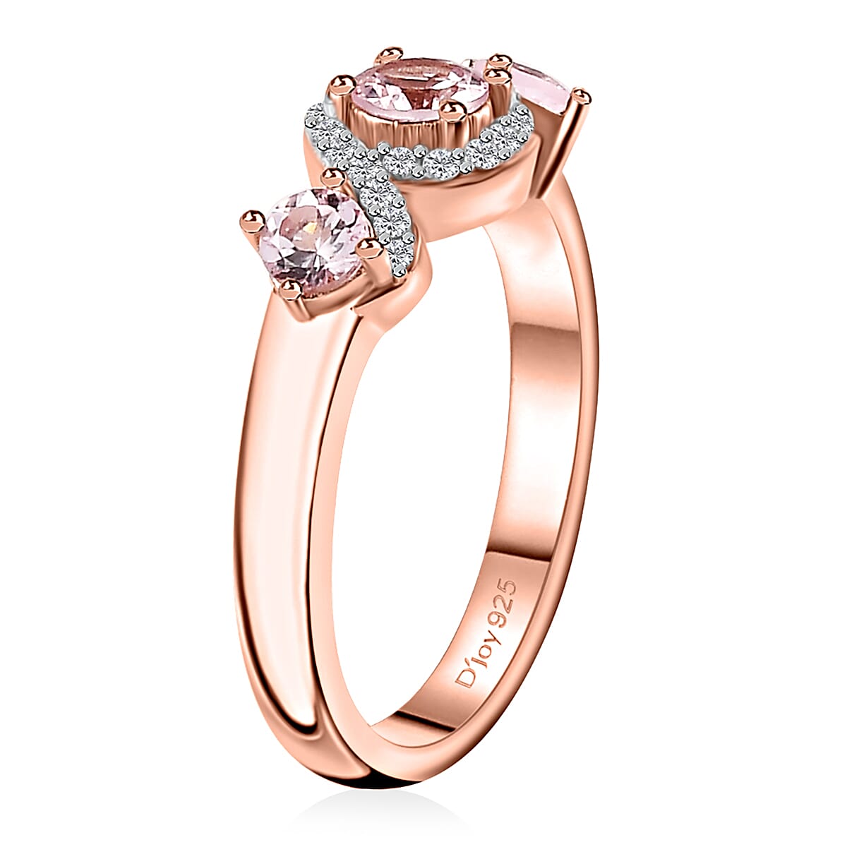 Narsipatnam Pink Spinel and White Zircon Ring in 18K Vermeil Rose Gold Over Sterling Silver (Size 10.0) 0.75 ctw