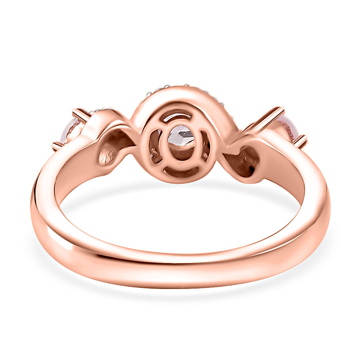 Narsipatnam Pink Spinel and White Zircon Ring in 18K Vermeil Rose Gold Over Sterling Silver (Size 10.0) 0.75 ctw
