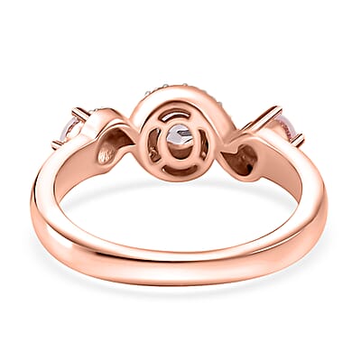 Narsipatnam Pink Spinel and White Zircon Ring in 18K Vermeil Rose Gold Over Sterling Silver (Size 10.0) 0.75 ctw