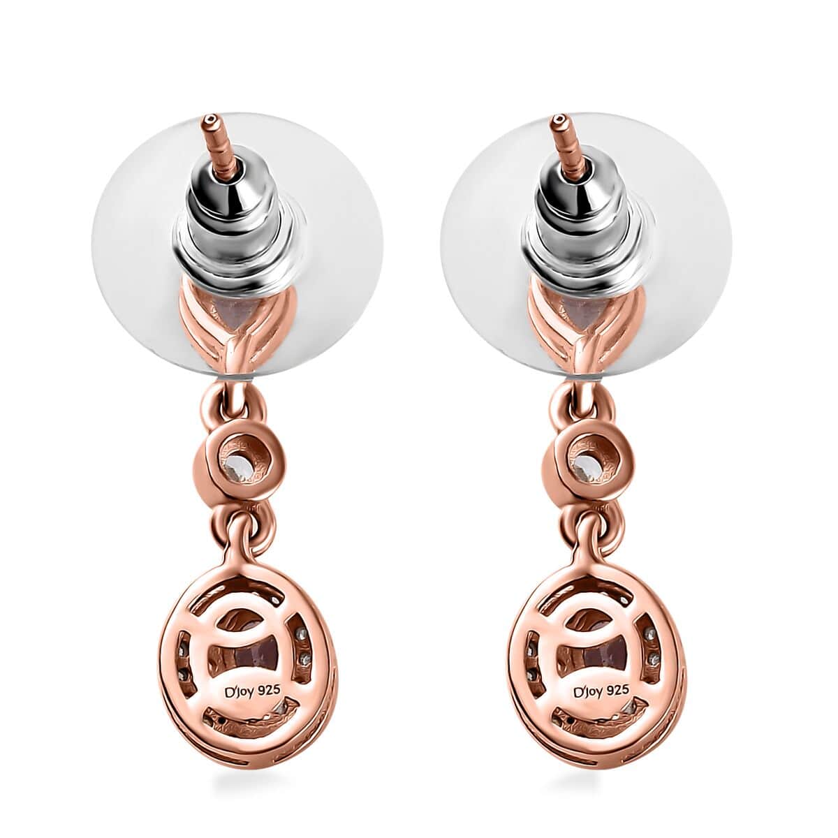 Premium Narsipatnam Pink Spinel, Brown and White Zircon Earrings in 18K Vermeil Rose Gold Over Sterling Silver 1.30 ctw image number 4