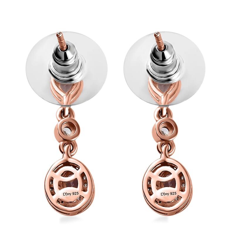 Premium Narsipatnam Pink Spinel, Brown and White Zircon Earrings in 18K Vermeil Rose Gold Over Sterling Silver 1.30 ctw