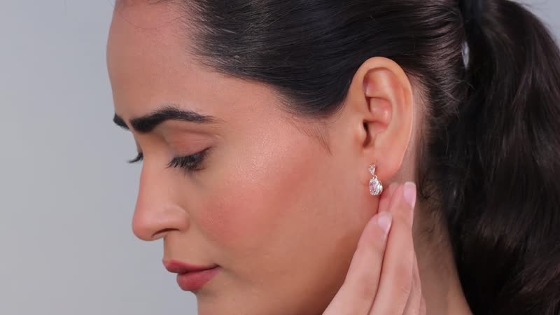 Narsipatnam Pink Spinel and White Zircon Dangling Earrings in 18K Vermeil Rose Gold Over Sterling Silver 1.15 ctw