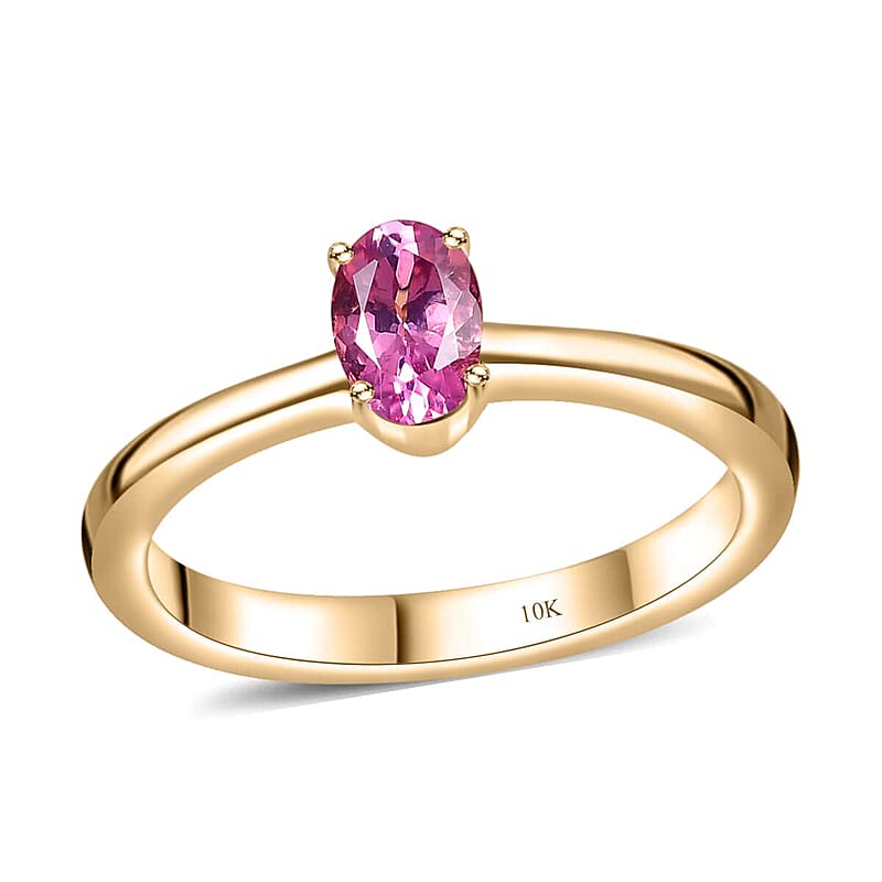 10K Yellow Gold AAA Narsipatnam Pink Spinel Solitaire Ring (Size 6.0) 0.60 ctw