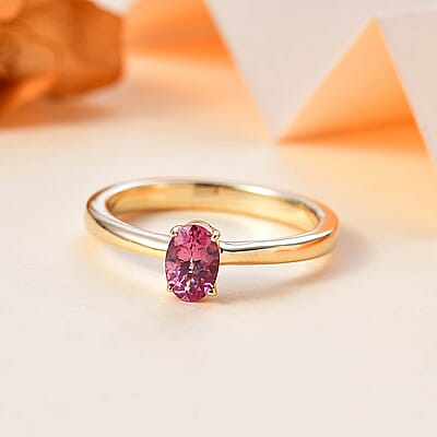 10K Yellow Gold AAA Narsipatnam Pink Spinel Solitaire Ring (Size 6.0) 0.60 ctw