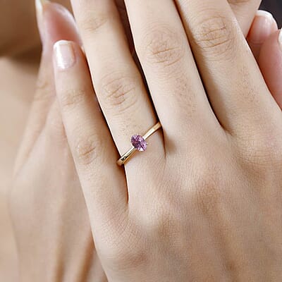 10K Yellow Gold AAA Narsipatnam Pink Spinel Solitaire Ring (Size 6.0) 0.60 ctw