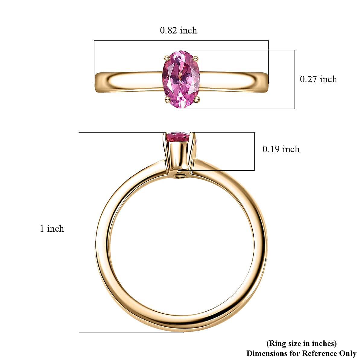 10K Yellow Gold AAA Narsipatnam Pink Spinel Solitaire Ring (Size 6.0) 0.60 ctw