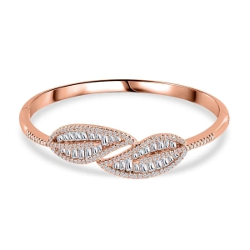 Simulated Diamond 36.00 ctw Bangle in Rosetone (Size 7.5)