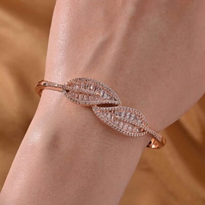 Simulated Diamond 36.00 ctw Bangle in Rosetone (Size 7.5)