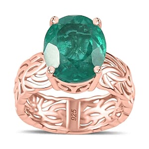 Emeraldine Quartz 5.25 ctw Ring in Vermeil RG Over Sterling Silver (Size 5.5)