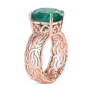 Emeraldine Quartz 5.25 ctw Ring in Vermeil RG Over Sterling Silver (Size 5.5)