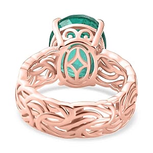 Emeraldine Quartz 5.25 ctw Ring in Vermeil RG Over Sterling Silver (Size 5.5)