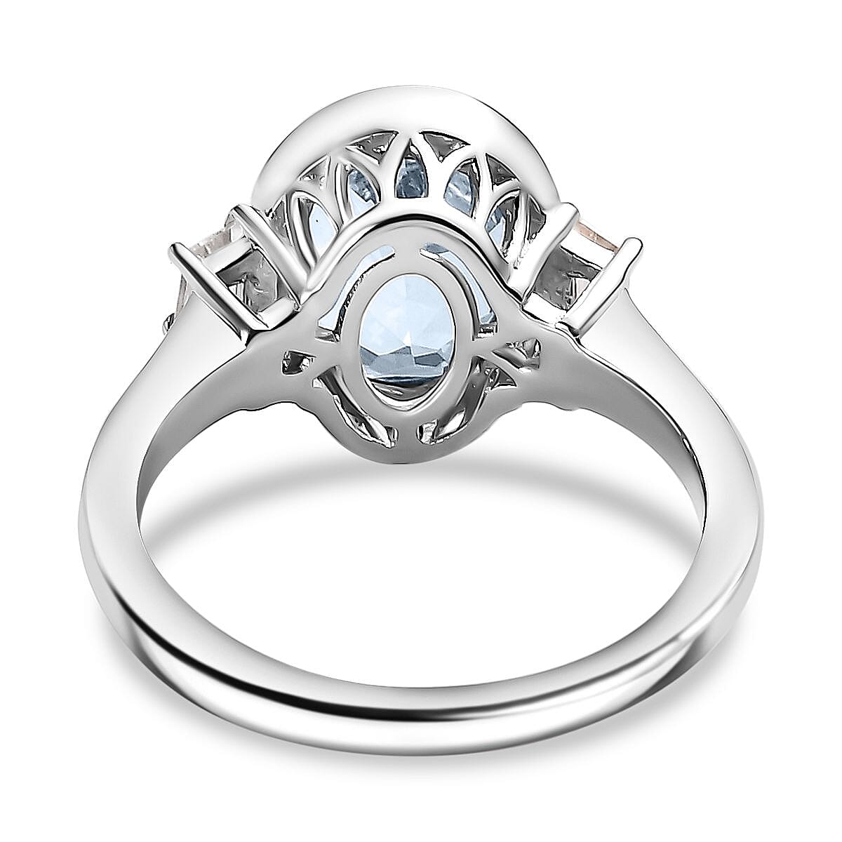 Sky Blue Topaz and White Zircon 4.00 ctw Ring in Rhodium Over Sterling Silver (Size 11.5)