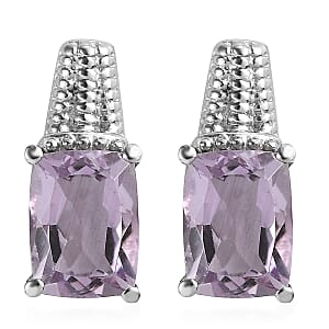 Rose De France Amethyst Stud Earrings in Stainless Steel 3.00 ctw