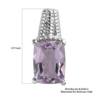 Rose De France Amethyst Stud Earrings in Stainless Steel 3.00 ctw